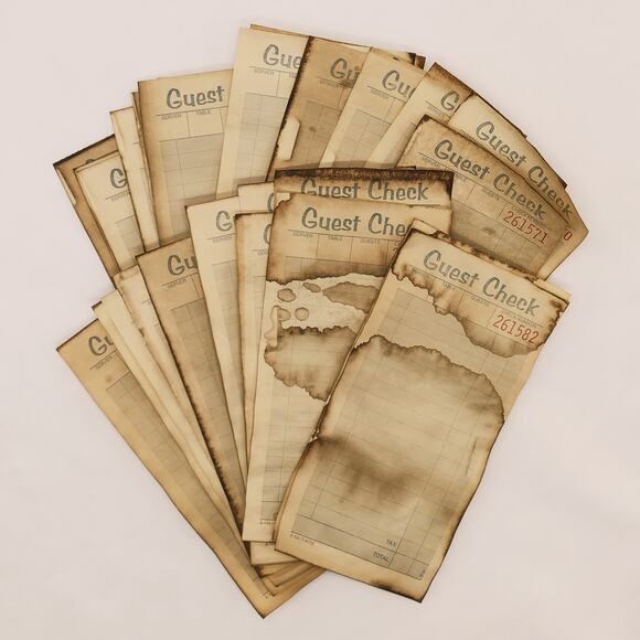 20 Coffee Dyed Guest Checks and Kitchen Tickets, Hand Dyed Paper - Picture 9 of 10